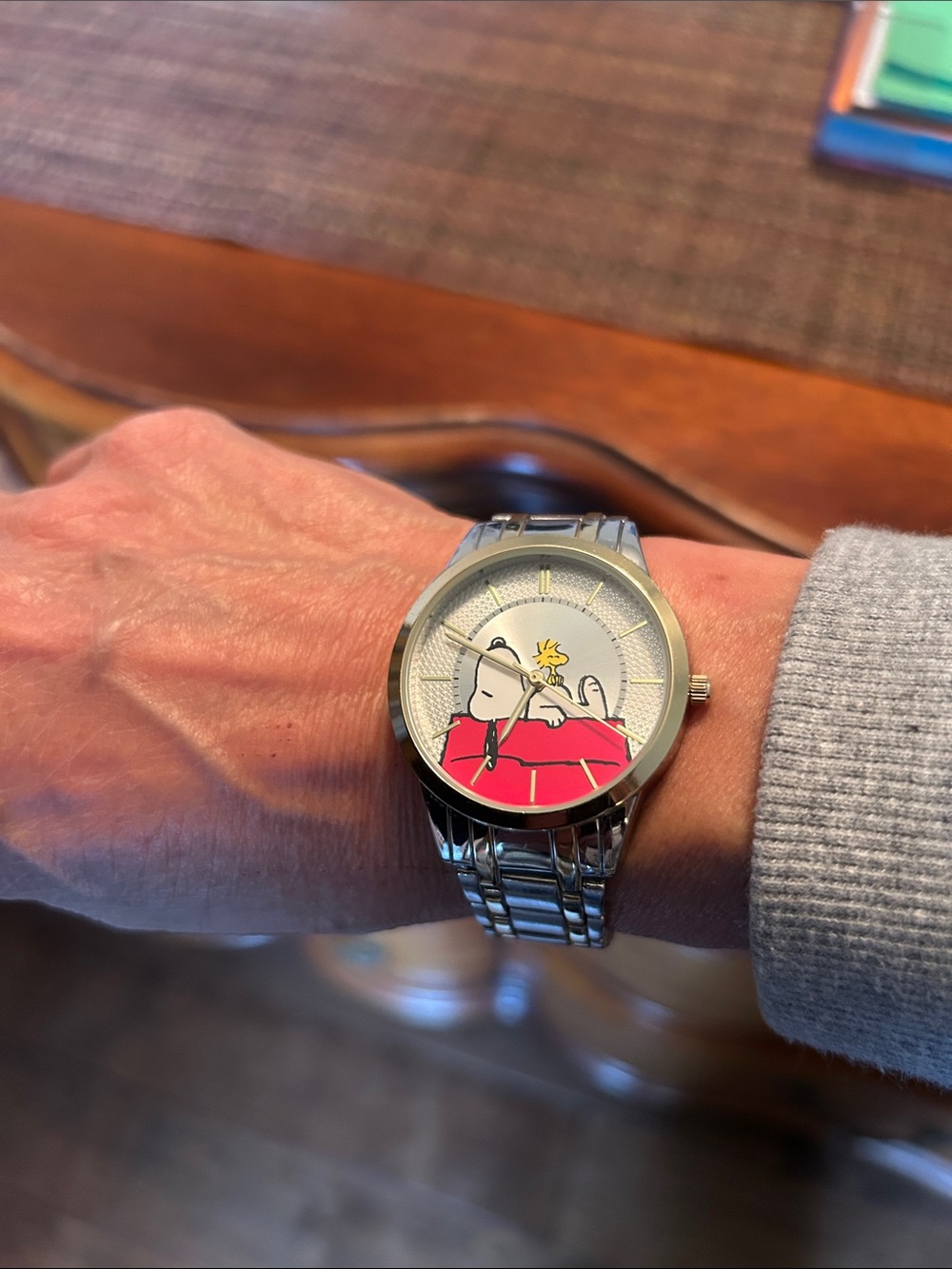 Peanuts Silver Tone Snoopy & Woodstock Watch with Red Accent - Picture 7 of 8